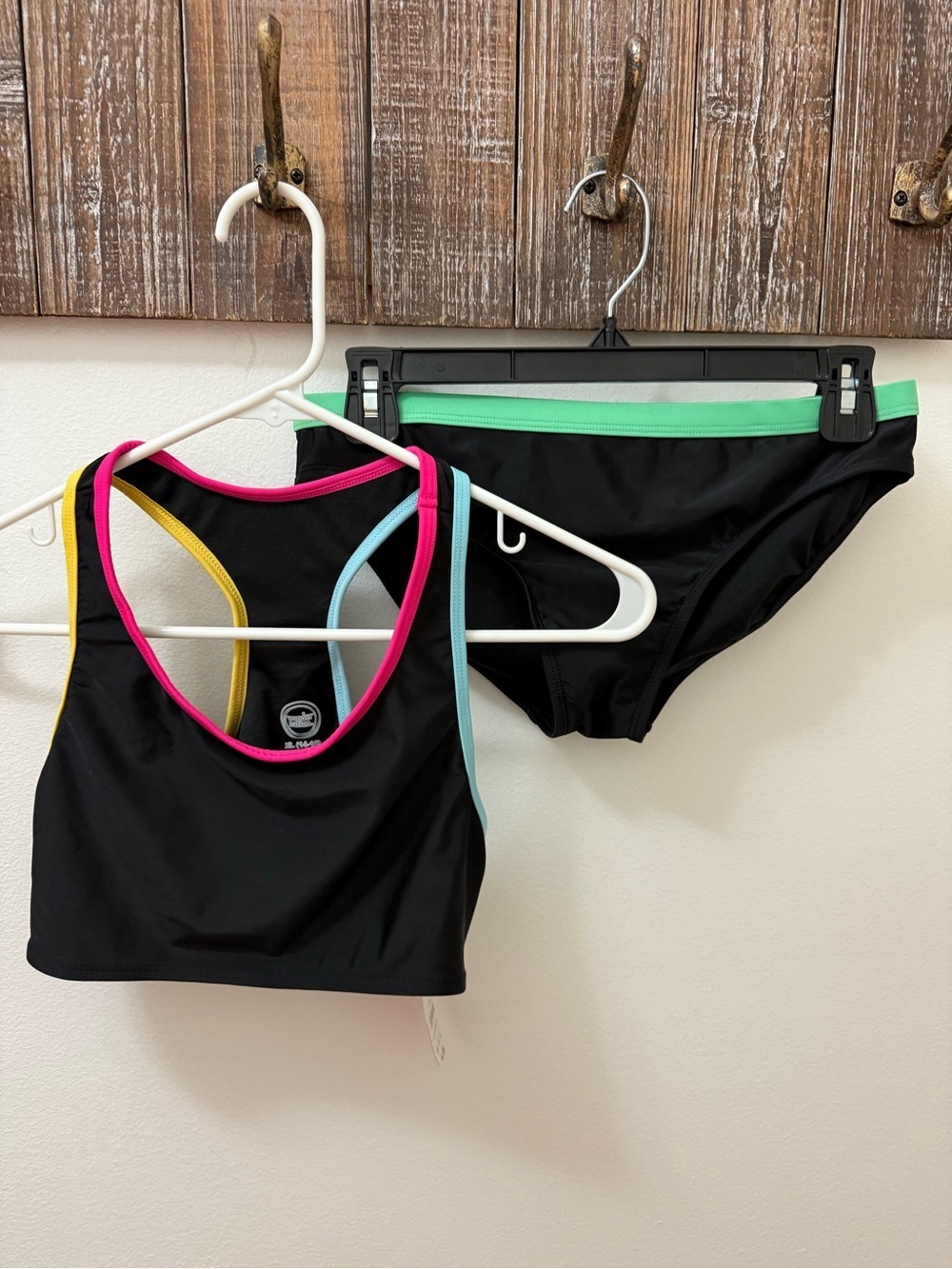 Black Swim Bikini Set with Bright Trim - kids new with tags XL (14-16)